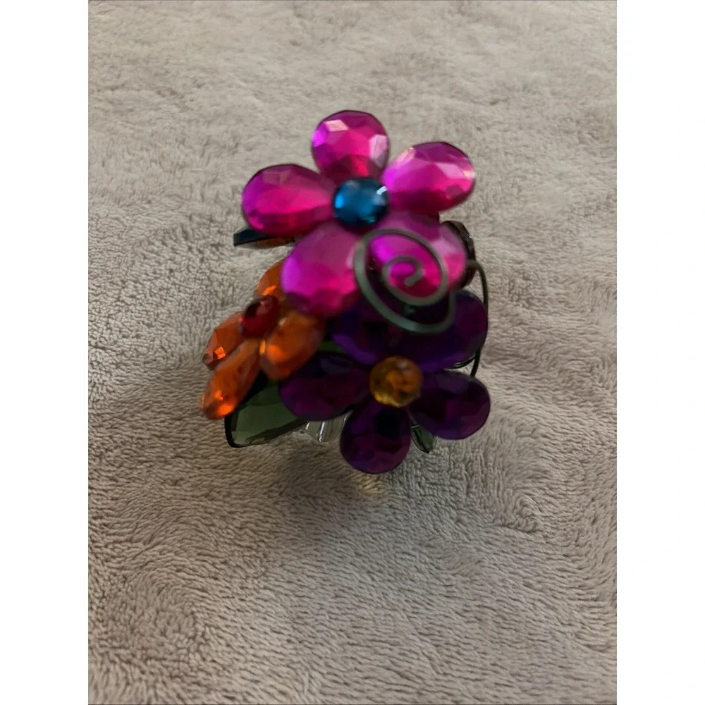 Crystal Expressions Ganz Faceted Jeweled‎ Flower Posy Pot Bouquet & Note Holder
